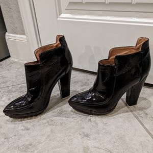 Dark maroon platform heel